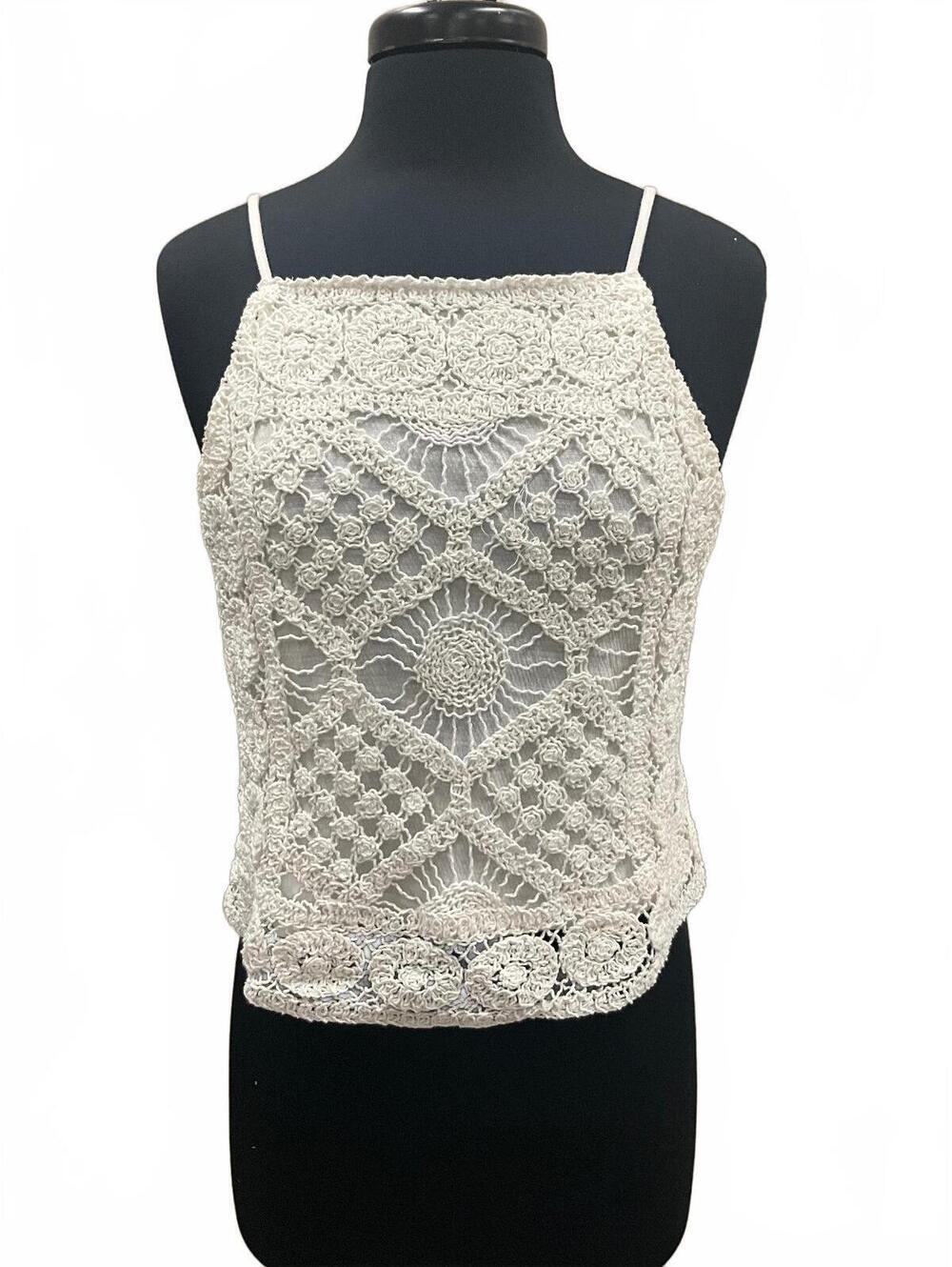 Ivory Boho Crochet Halter Top medium